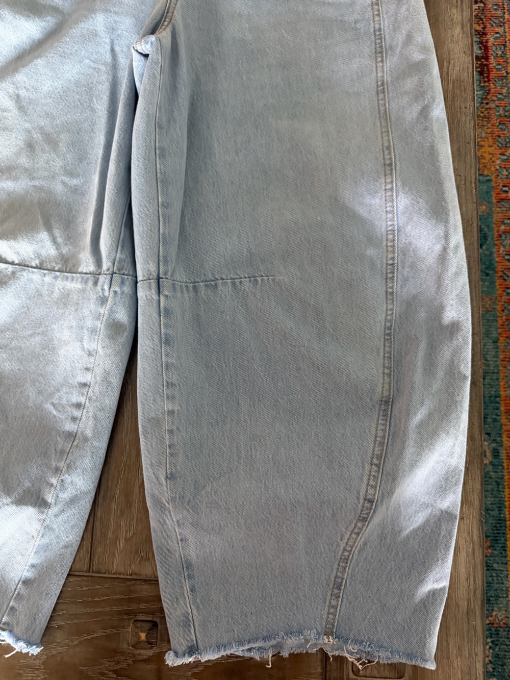 High Rise Barrel Light Wash Denim Jeans - Picture 4 of 13